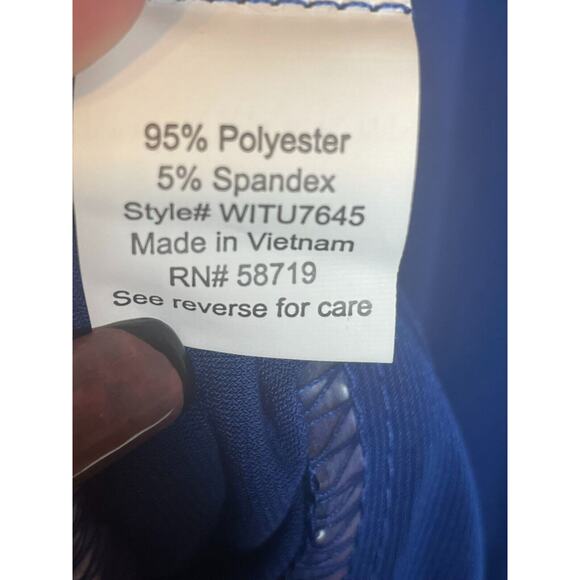 NY Collection Womens Stretch Round Neck Necklace Top Flutter Sleeve Size 3X Blue - Picture 6 of 7